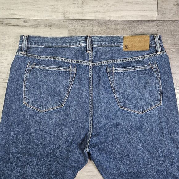 Todd Snyder Mens 38x29 Straight Fit Selvedge Jeans Mid-Blue Denim Button Fly - Picture 7 of 8